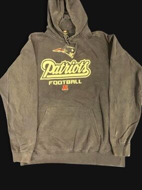 Vintage Retro 2000s Y2K Navy NFL Patriots Sweatshirt Hoodie Size M Tom Brady